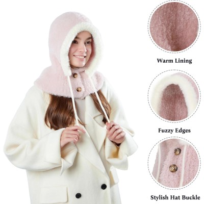 Pink Fleece Lined Knitted Balaclava Hooded Beanie Neck Warmer Pink Fleece Lined Knitted Balaclava Hooded Beanie Neck Warmer