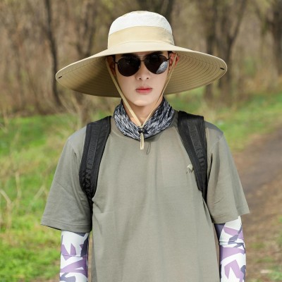 UPF50+ Wide Brim Packable Sun Hat Beige for Men Women