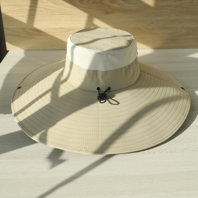 UPF50+ Wide Brim Packable Sun Hat Beige for Men Women