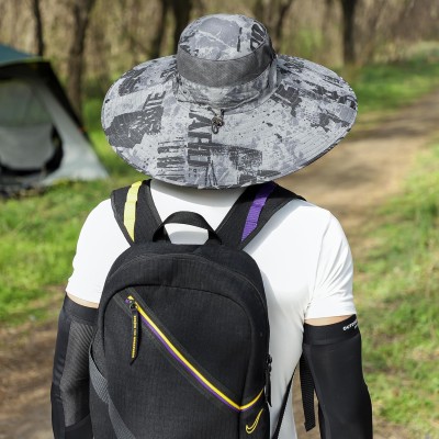 Wide Brim Sun Hat UPF50+ UV Protection Dark Gray for Fishing Hiking