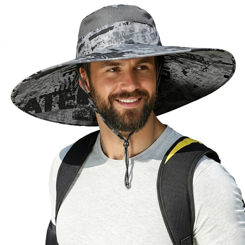 Wide Brim Sun Hat UPF50+ UV Protection Dark Gray for Fishing Hiking