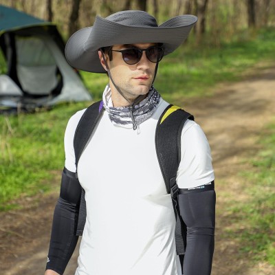 Dark Gray UPF50+ Wide Brim Sun Hat for Men Women
