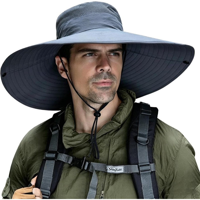Dark Gray UPF50+ Wide Brim Sun Hat for Men Women