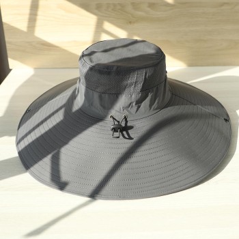 Dark Gray UPF50+ Wide Brim Sun Hat Men Women Adjustable Packable Outdoor Fishing Safari Bucket Hat