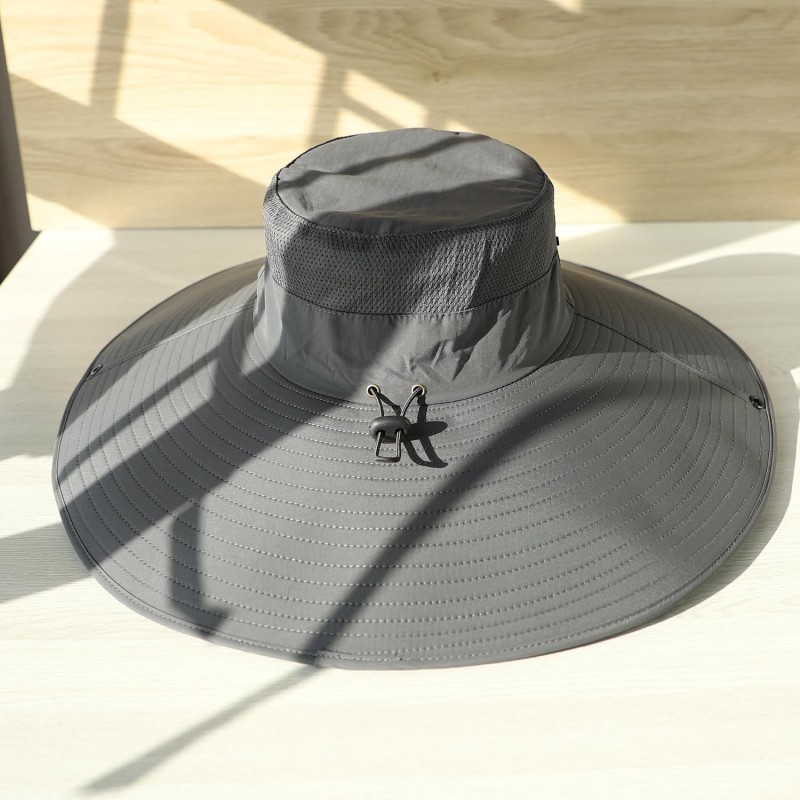Dark Gray UPF50+ Wide Brim Sun Hat for Men Women