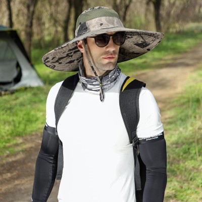 UPF50+ wide brim sun hat for men and women, adjustable, ventilated, packable for outdoor use