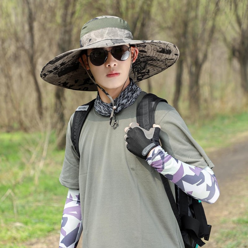 UPF50+ wide brim sun hat for men and women, adjustable, ventilated, packable for outdoor use