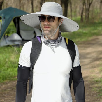 UPF50+ Wide Brim Sun Hat Men Women Ventilated Packable Adjustable Outdoor Fishing Safari Hiking Bucket Hat Light Gray UPF50+ Wide Brim Sun Hat Men Women Ventilated Packable Adjustable Outdoor Fishing Safari Hiking Bucket Hat Light Gray