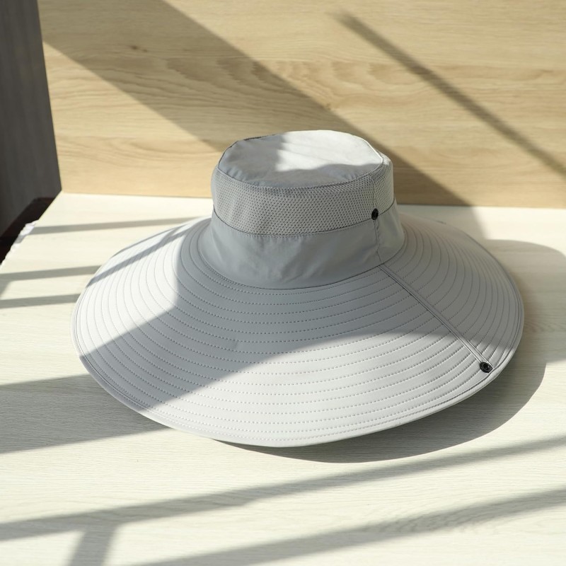 UPF50+ Wide Brim Sun Hat Light Gray for Men Women Outdoor Use