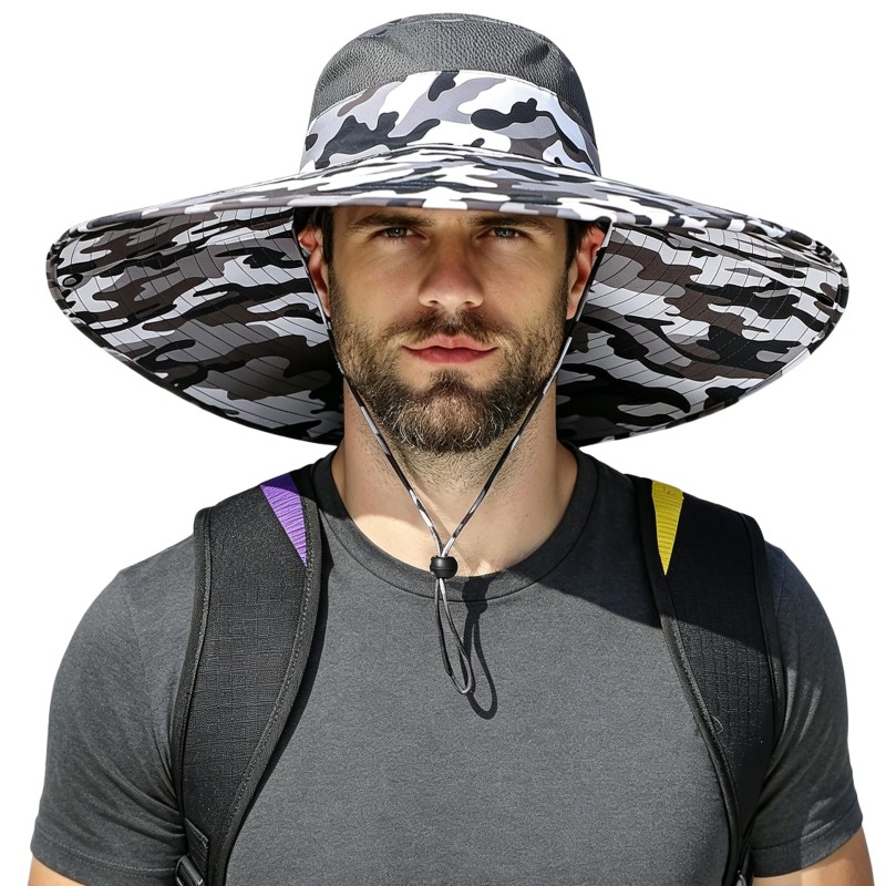 Unisex UPF50+ Wide Brim Sun Hat for Fishing Hiking Safari