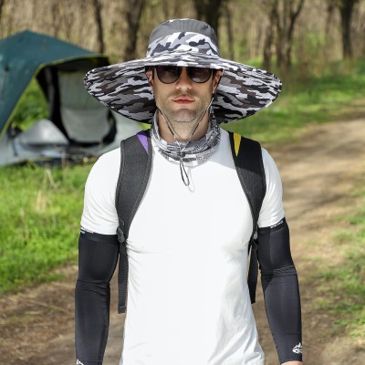 Unisex UPF50+ Wide Brim Sun Hat for Fishing Hiking Safari