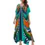 Women Plus Size Boho Butterfly Print Batwing Sleeve Kaftan – Beach Swimsuit Cover Up Maxi Loungewear