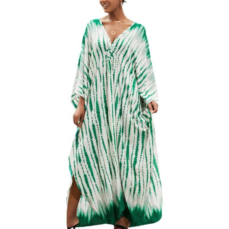 Plus Size Bohemian Caftan Dress Minted Breeze Floral Beach Coverup Plus Size Minted Breeze Floral Bohemian Caftan Dress Beach Coverup