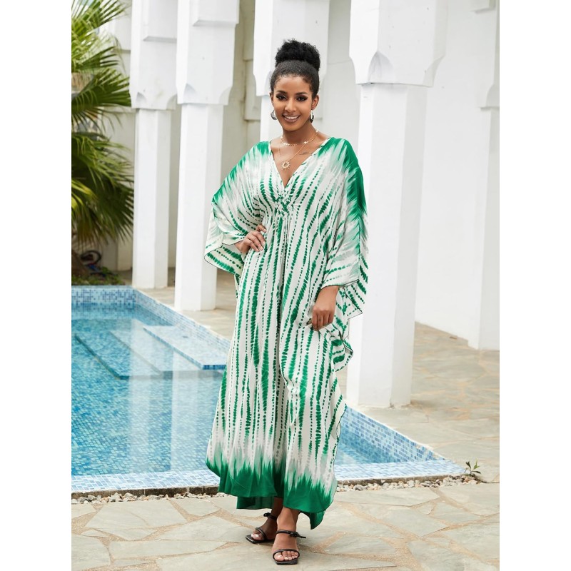 Plus Size Bohemian Caftan Dress Minted Breeze Floral Beach Coverup Plus Size Minted Breeze Floral Bohemian Caftan Dress Beach Coverup