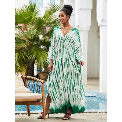 Plus Size Bohemian Caftan Dress Minted Breeze Floral Beach Coverup Plus Size Minted Breeze Floral Bohemian Caftan Dress Beach Coverup