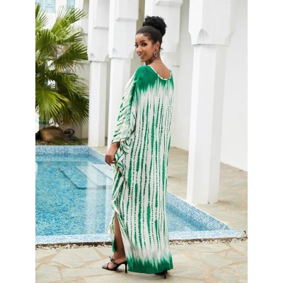 Plus Size Bohemian Caftan Dress Minted Breeze Floral Beach Coverup Plus Size Minted Breeze Floral Bohemian Caftan Dress Beach Coverup