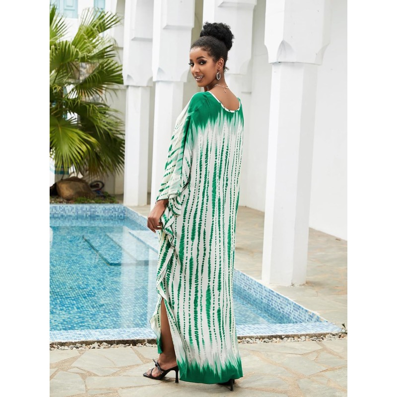 Plus Size Bohemian Caftan Dress Minted Breeze Floral Beach Coverup Plus Size Minted Breeze Floral Bohemian Caftan Dress Beach Coverup