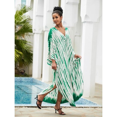 Plus Size Bohemian Caftan Dress Minted Breeze Floral Beach Coverup Plus Size Minted Breeze Floral Bohemian Caftan Dress Beach Coverup
