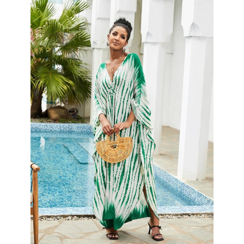 Plus Size Bohemian Caftan Dress Minted Breeze Floral Beach Coverup Plus Size Minted Breeze Floral Bohemian Caftan Dress Beach Coverup
