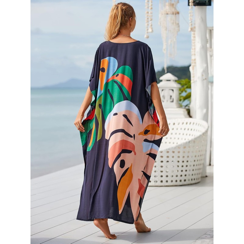 Plus Size Women’s Bohemian Floral Kaftan Maxi Swim Cover Up