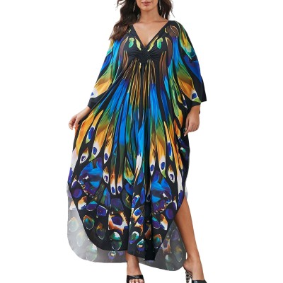 Bohemian Plus Size Bathing Suit Coverup Kimono Plus size bohemian bathing suit coverup kimono caftan with butterfly wings