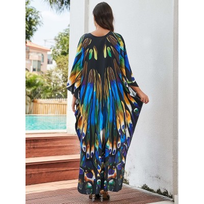 Bohemian Plus Size Bathing Suit Coverup Kimono Plus size bohemian bathing suit coverup kimono caftan with butterfly wings