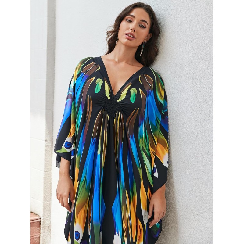 Bohemian Plus Size Bathing Suit Coverup Kimono Plus size bohemian bathing suit coverup kimono caftan with butterfly wings