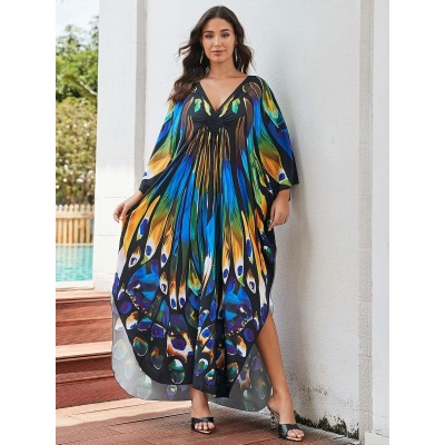 Bohemian Plus Size Bathing Suit Coverup Kimono Plus size bohemian bathing suit coverup kimono caftan with butterfly wings