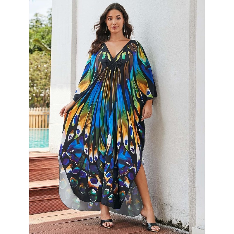 Bohemian Plus Size Bathing Suit Coverup Kimono Plus size bohemian bathing suit coverup kimono caftan with butterfly wings