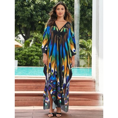 Bohemian Plus Size Bathing Suit Coverup Kimono Plus size bohemian bathing suit coverup kimono caftan with butterfly wings