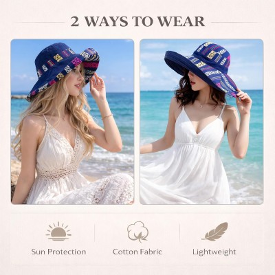 Navy Women's Reversible Wide Brim UPF 50+ Sun Hat for Beach Gardening