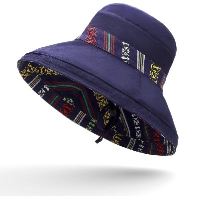 Navy Women's Reversible Wide Brim UPF 50+ Sun Hat for Beach Gardening