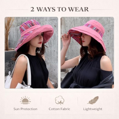 Women's pink reversible wide brim sun hat with UPF 50+ for beach and gardening