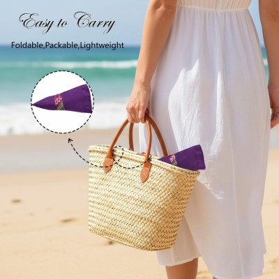 Reversible UPF50+ Beach Gardening Wide Brim Sun Hat Women's purple boho wide brim reversible UPF50+ sun hat with metal wired edge