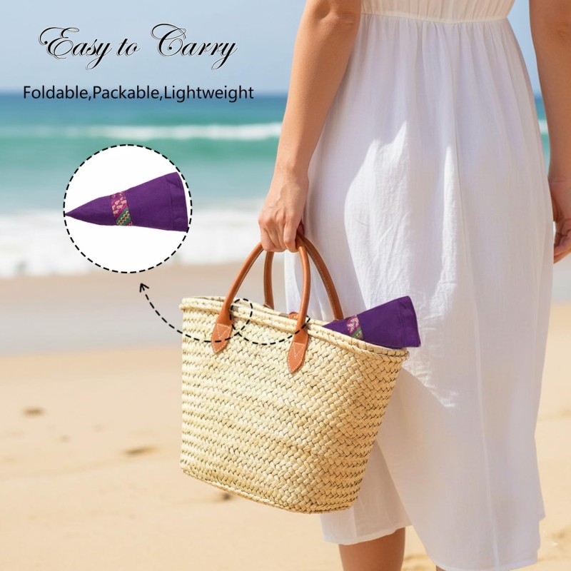 Reversible UPF50+ Beach Gardening Wide Brim Sun Hat Women's purple boho wide brim reversible UPF50+ sun hat with metal wired edge