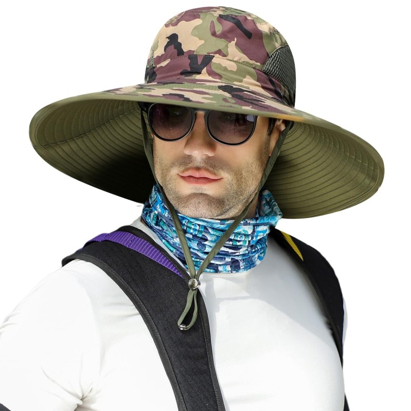 Oversized Unisex UPF50+ Sun Hat for Large Head, Wide Brim Fishing Bucket Hat