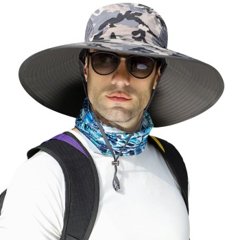 Unisex Oversized Large Head Sun Hat UPF50+ Wide Brim Breathable Outdoor Fishing Bucket Hat