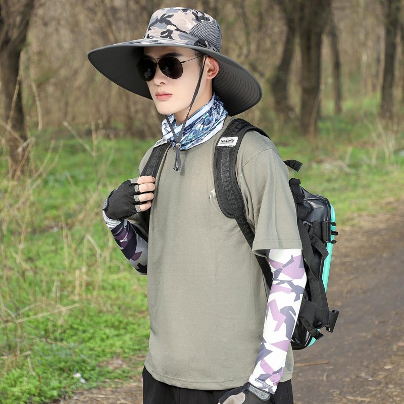 Unisex UPF50+ wide brim sun hat for outdoor fishing