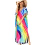 Plus Size Women's Boho Floral Maxi Kaftan Dress Echoes of Melody Swimsuit Cover Up Batwing Sleeve
