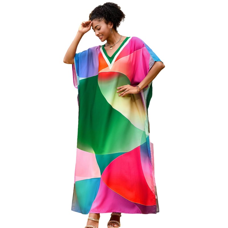 Women’s Plus Size Floral Kaftan Swim Coverup Beach Dress