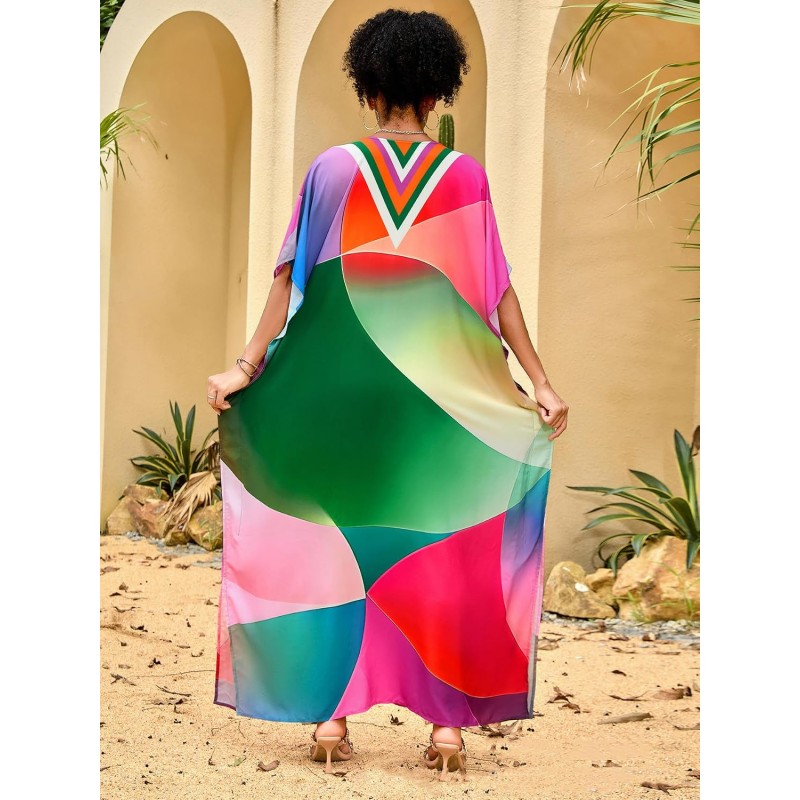 Women’s Plus Size Floral Kaftan Swim Coverup Beach Dress