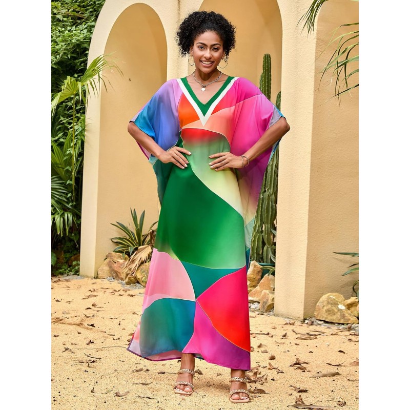 Women’s Plus Size Floral Kaftan Swim Coverup Beach Dress