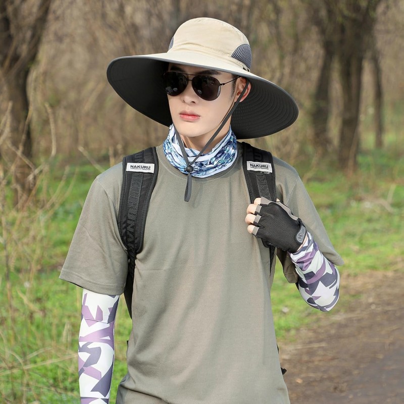 Oversized unisex sun hat for large head 60-65cm wide brim UPF50+ bucket hat