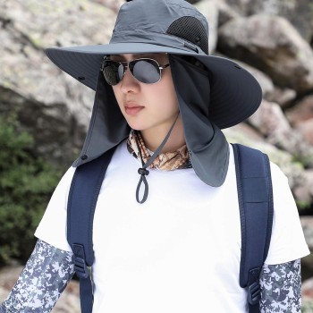 Unisex Dark Gray Sun Hat One Size Adjustable Face Neck Coverage Breathable Outdoor Hiking Fishing Garden Work Cap Unisex Dark Gray Sun Hat One Size Adjustable Face Neck Coverage Breathable Outdoor Hiking Fishing Garden Work Cap