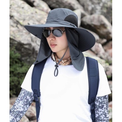 Unisex Dark Gray Sun Hat with Face Neck Coverage