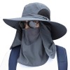 Unisex Dark Gray Sun Hat One Size Adjustable Face Neck Coverage Breathable Outdoor Hiking Fishing Garden Work Cap