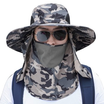 Adjustable Unisex Sun Hat with Neck Flap & Face Shield - Lightweight Breathable for Outdoor