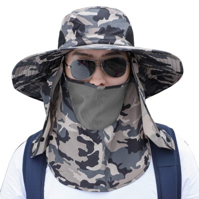 Sun hat with face shield and neck flap for outdoor protection Adjustable unisex sun hat with neck flap and face shield for outdoor activities