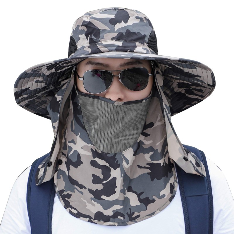 Sun hat with face shield and neck flap for outdoor protection Adjustable unisex sun hat with neck flap and face shield for outdoor activities