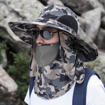 Adjustable Unisex Sun Hat with Neck Flap & Face Shield - Lightweight Breathable for Outdoor